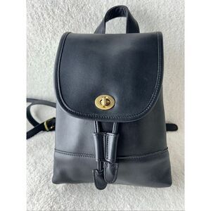 Coach 9960 Navy Leather Backpack, Vintage Coach Women's Turnlock